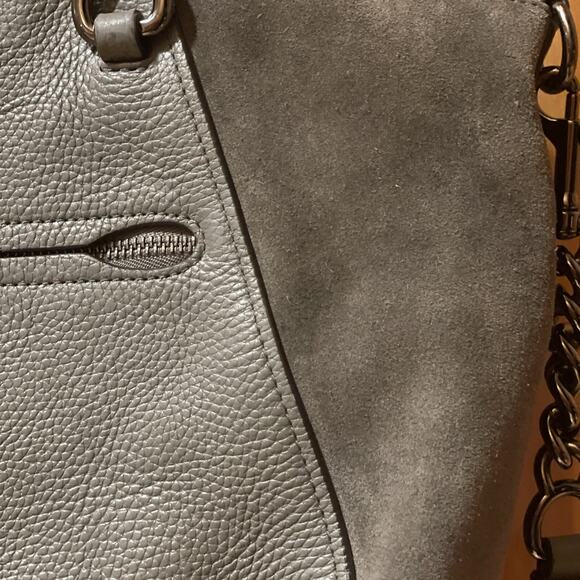Coach 20166 Chain Prairie Satchel Leather Suede HEATHER GREY $325 Purse Hand Bag - Picture 3 of 16